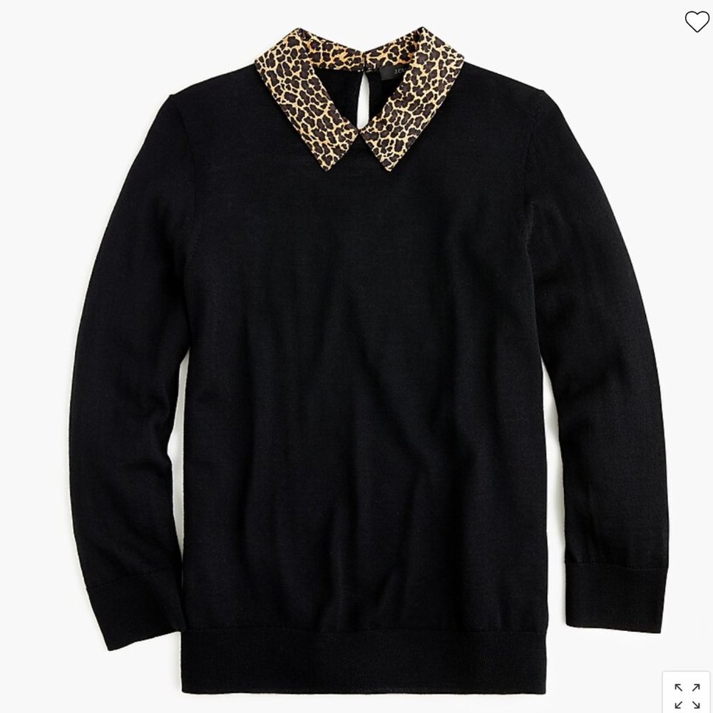 J. Crew Tippi sweater with leopard collar NWOT S